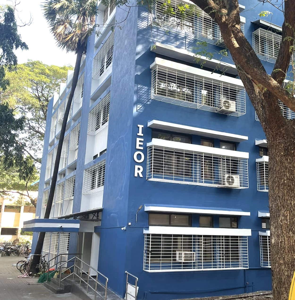 The IEOR building at IIT Bombay, framed by trees
